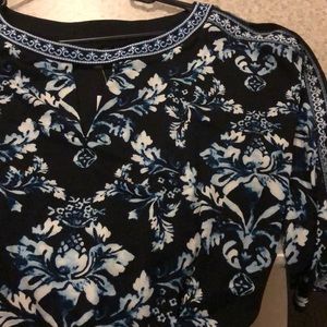 NWT WHBM dress (L) - Black with blue flowers